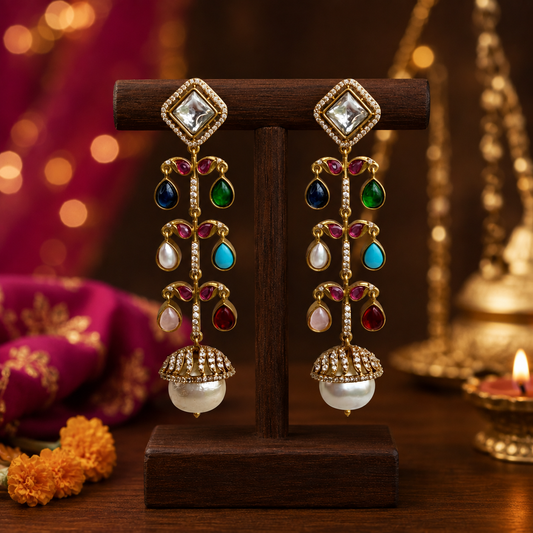 Zivanya Multicolor Statement Earrings