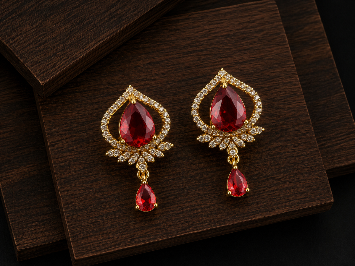 Rovena Red Drop Earrings