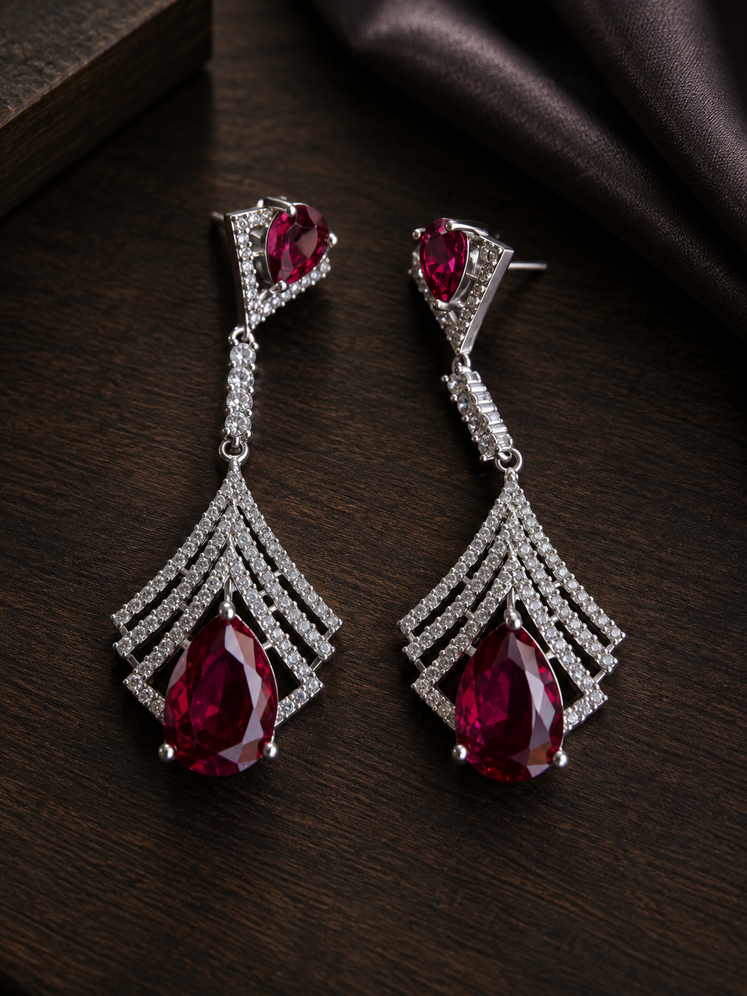 Sorella Red Long Drop Earrings