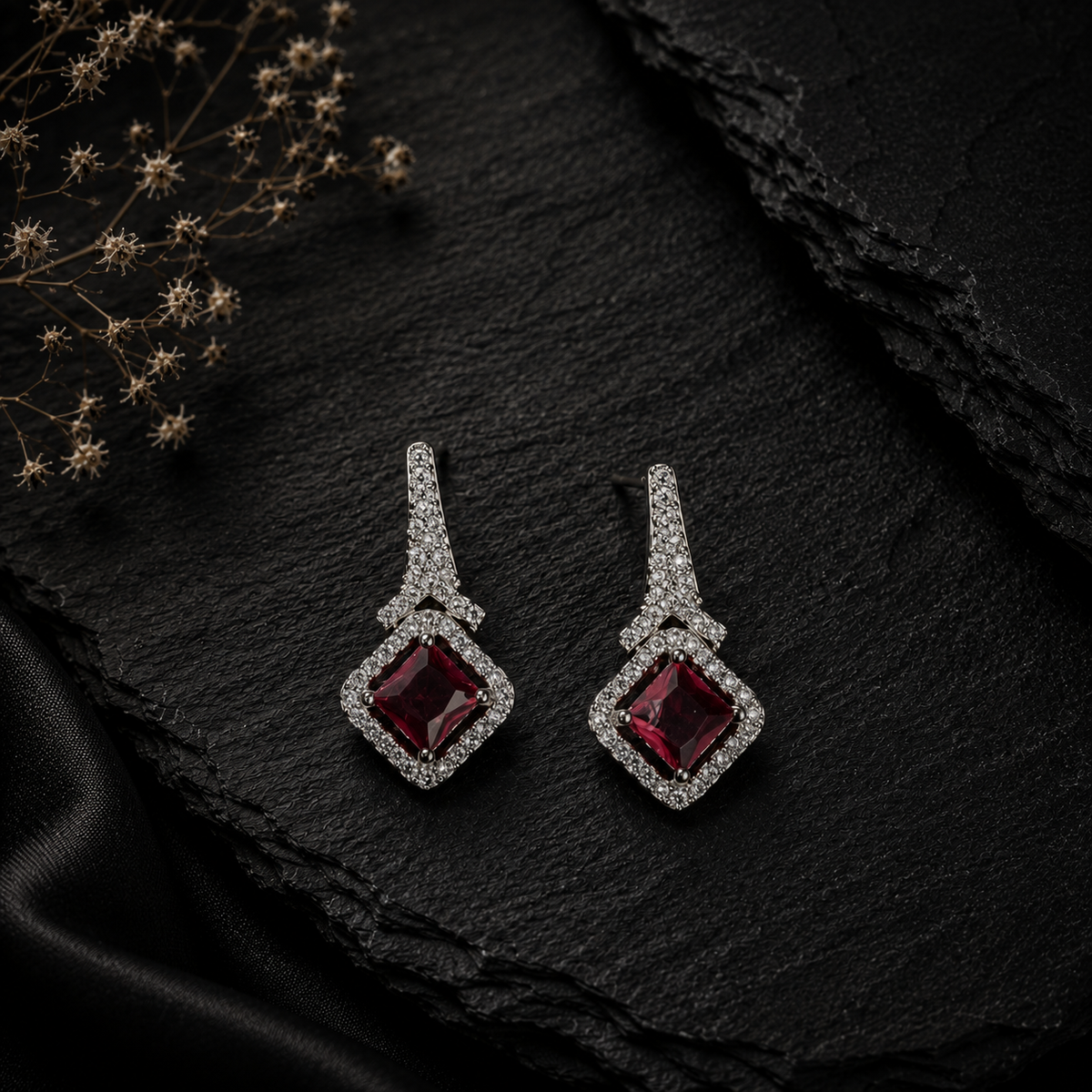 Vireya Ruby Red Drop Earrings