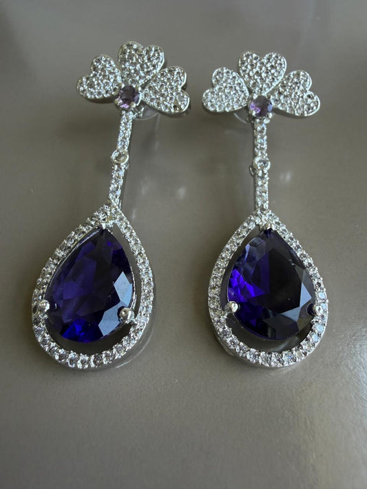 Aveline Purple Long Drop Earrings