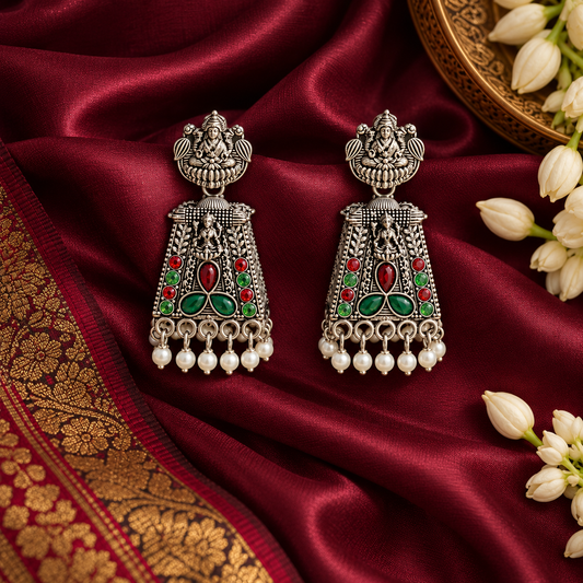 Kavira Silver Temple Jhumka