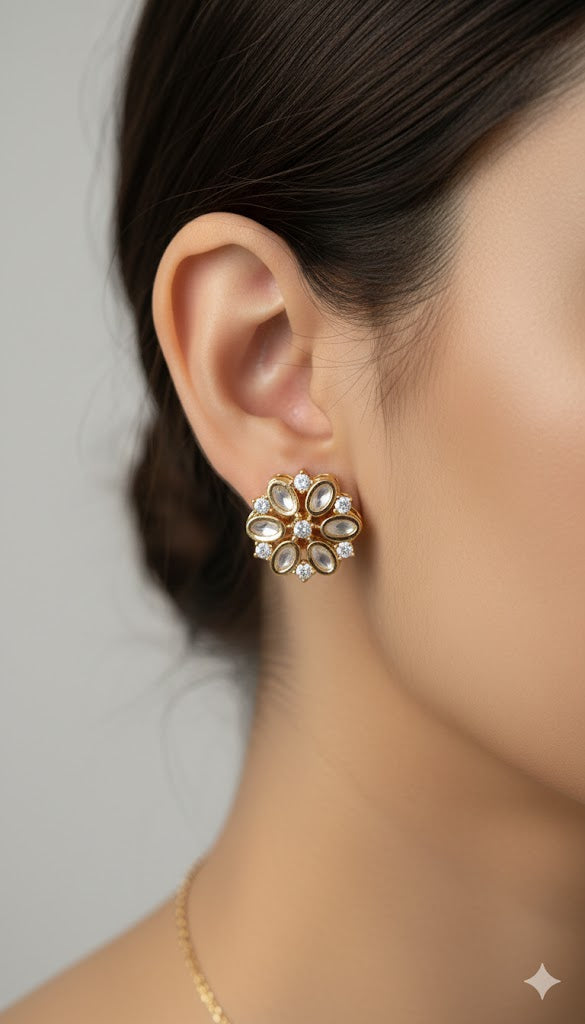 Golden Oorja Polki Studs