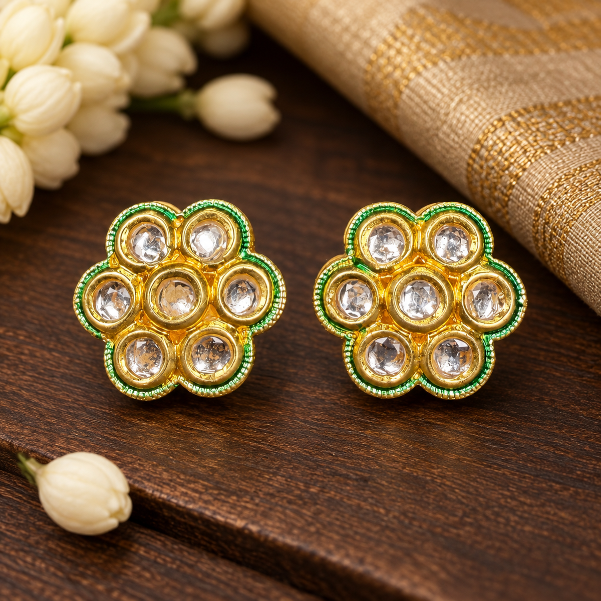 Golden Anvi Kundan Studs