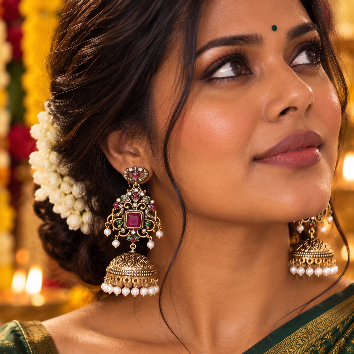 Evania Red Golden Jhumka