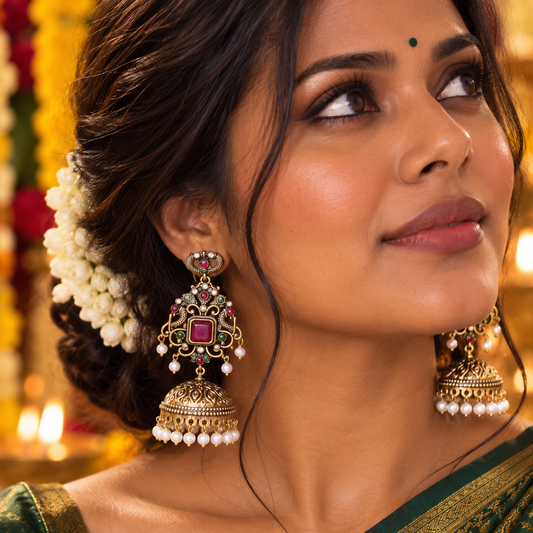 Evania Red Golden Jhumka