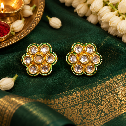 Golden Anvi Kundan Studs