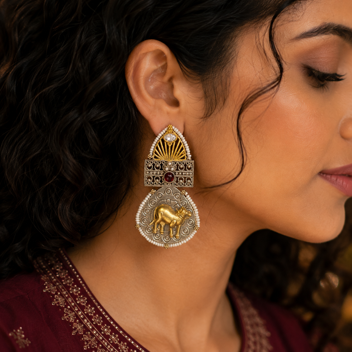 Vedika Dual Tone Earrings