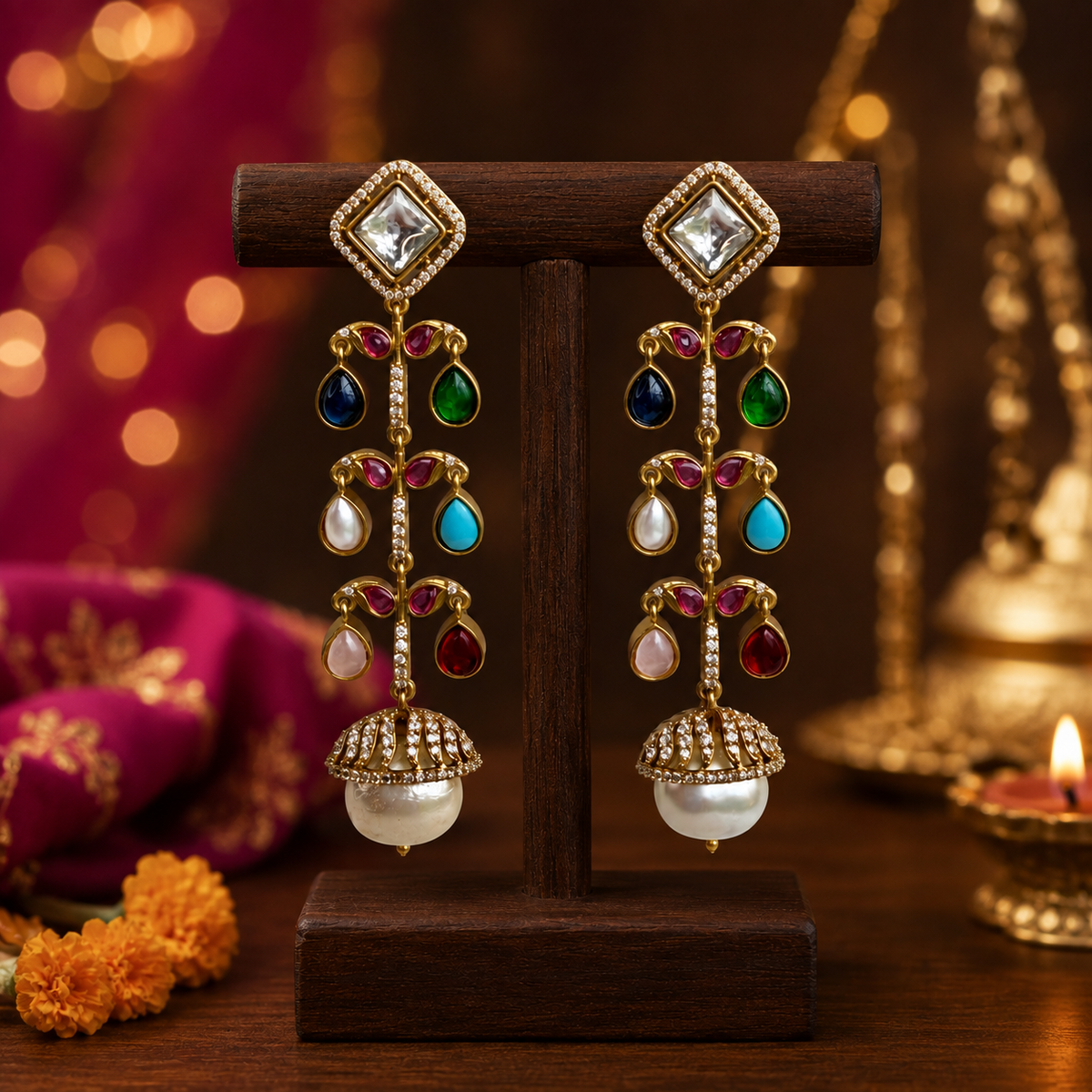 Zivanya Multicolor Statement Earrings