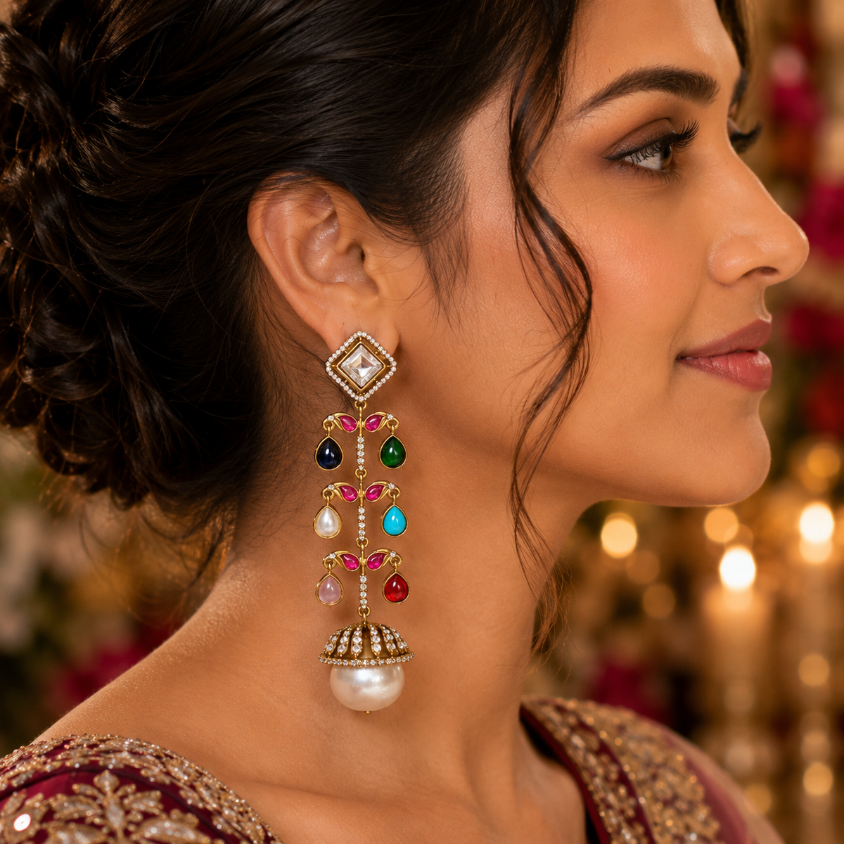 Zivanya Multicolor Statement Earrings