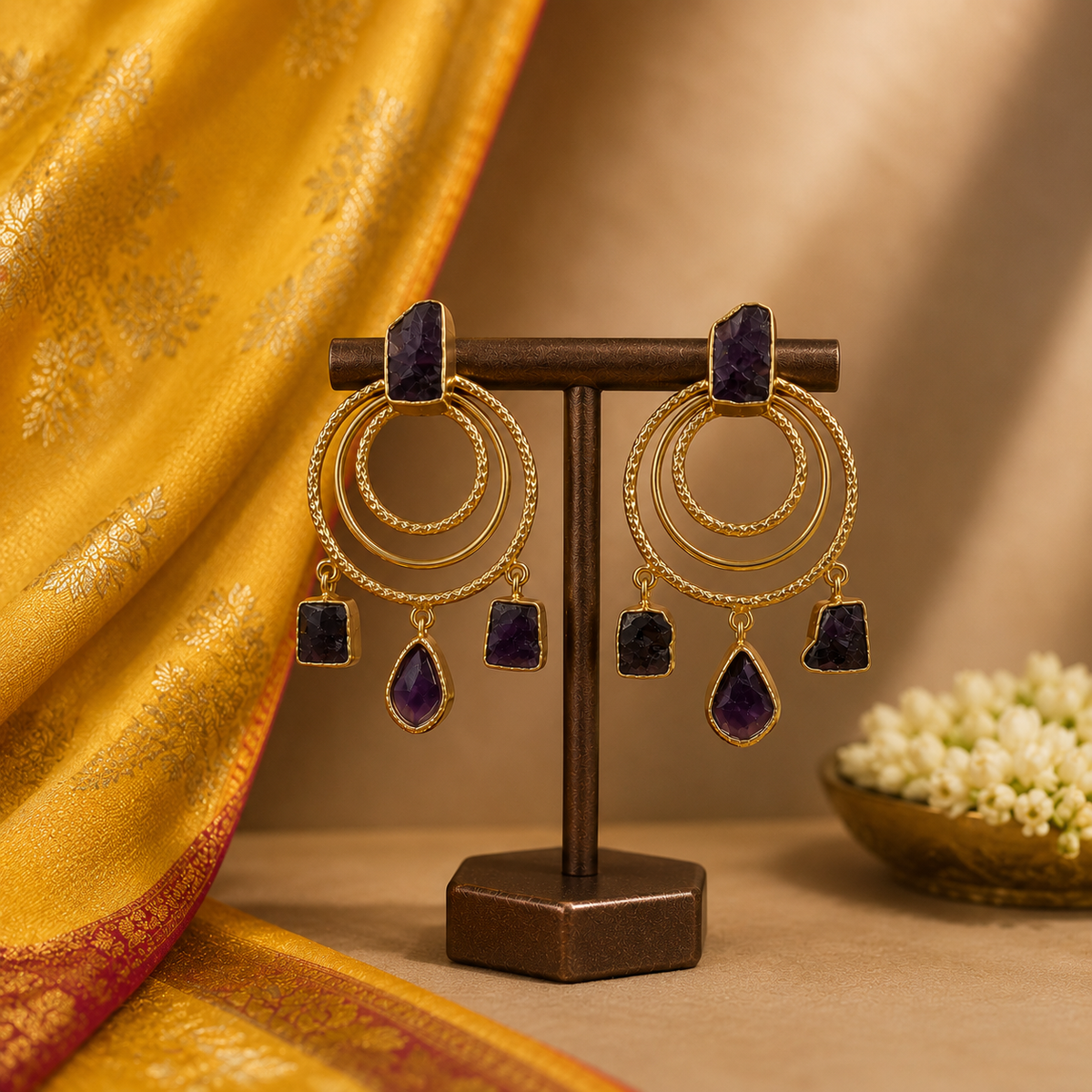 Revaani Golden Chandbali