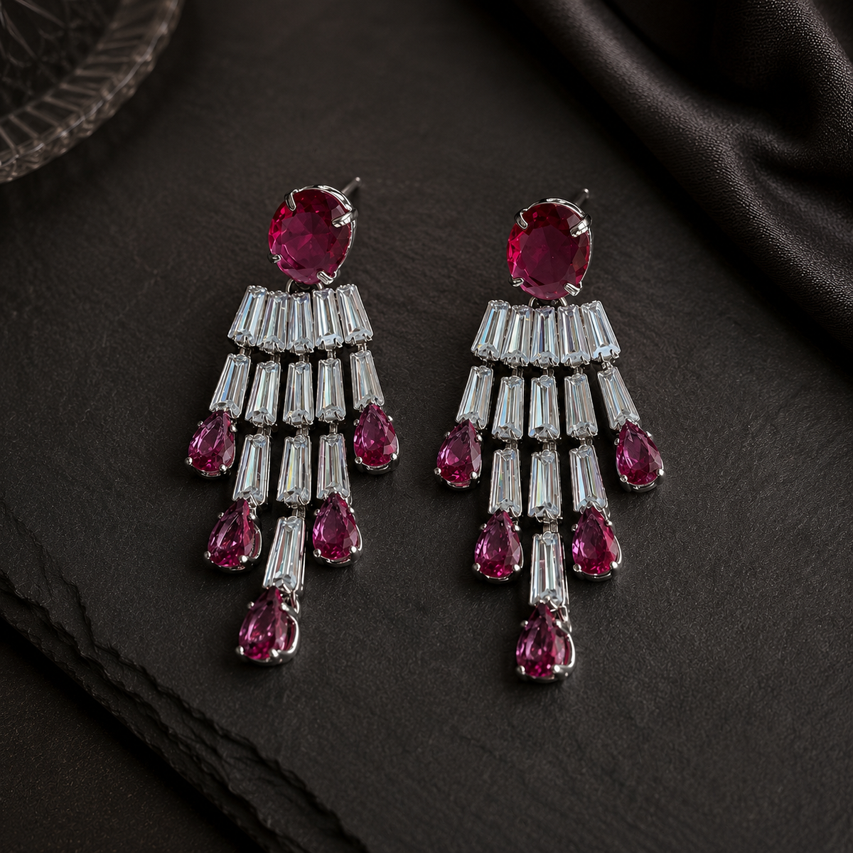 Rosavie Pink Statement Earrings
