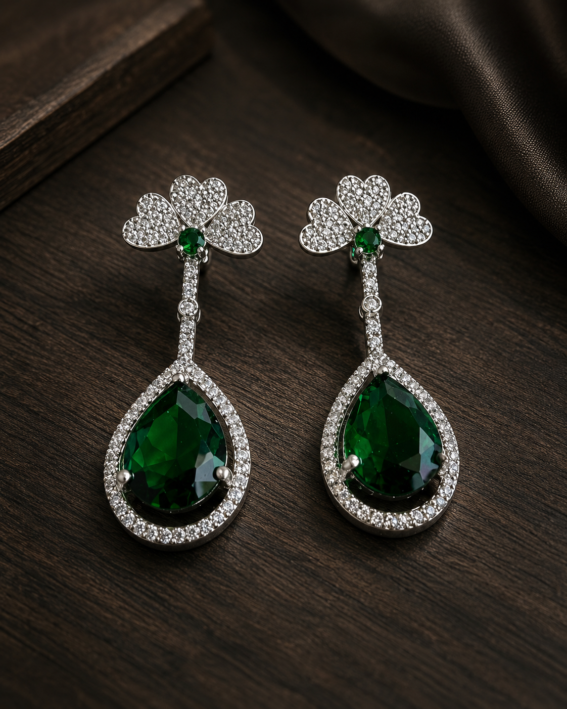 Esmira Green Long Drop Earrings