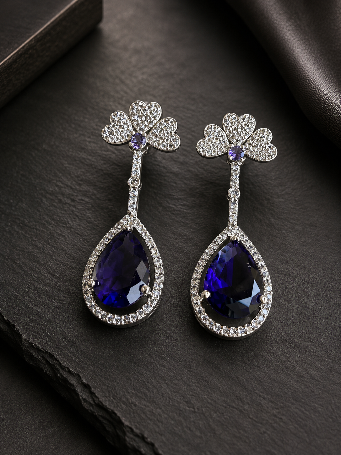 Aveline Purple Long Drop Earrings