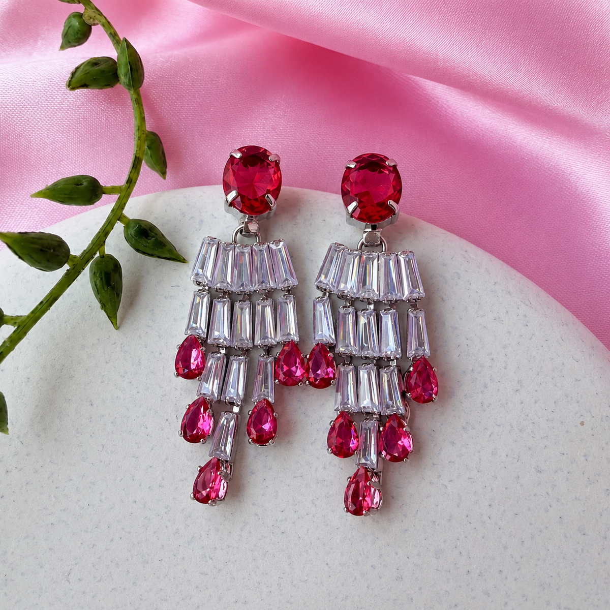 Rosavie Pink Statement Earrings
