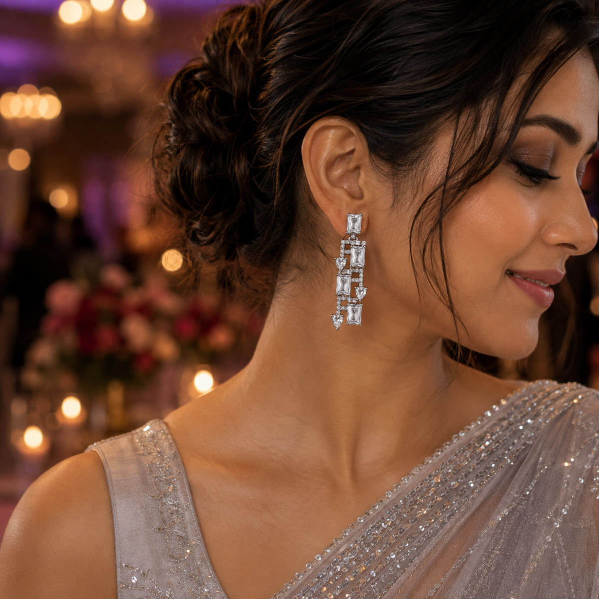 Zarelle Silver Drop Earrings