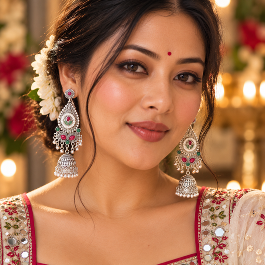 Eshara Silver Jhumkas