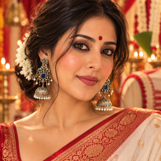 Navira Blue Golden Jhumka