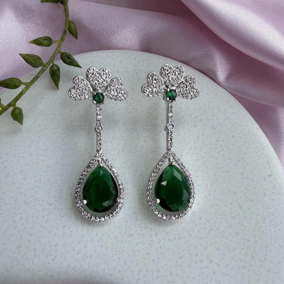 Esmira Green Long Drop Earrings